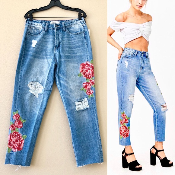 Cello Denim - CELLO⚡️Floral Embroidered HighRise Ankle Jeans_9